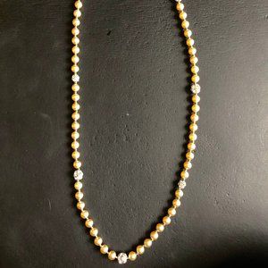 Faux pearl with rhinestone necklace